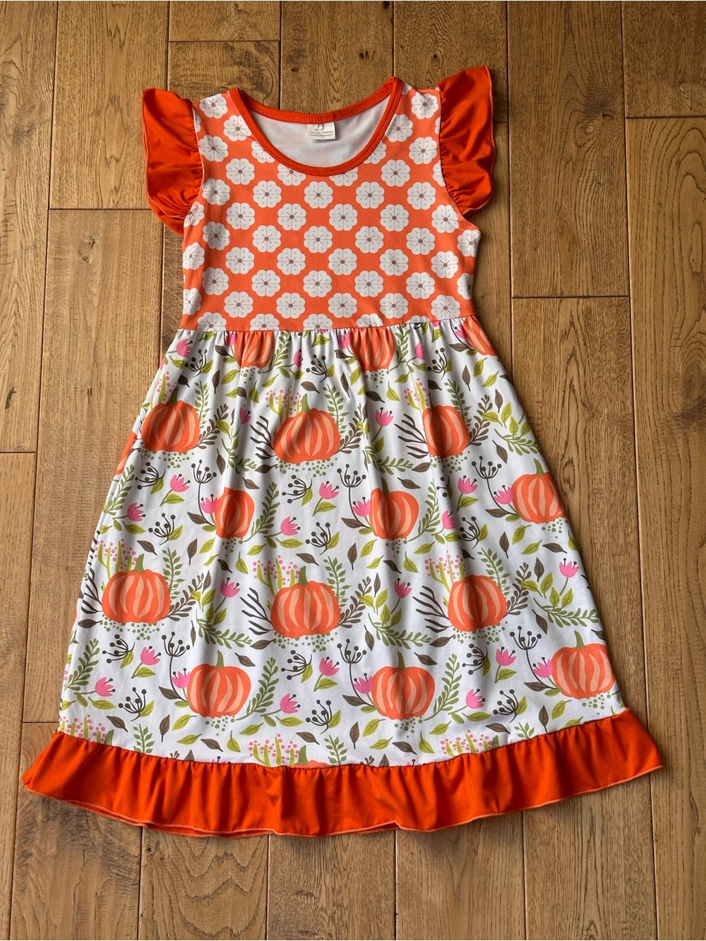 Boutique Orange Pumpkin Fall Dress size 7-8